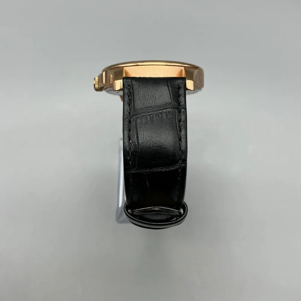 Lucien Piccard Mens Watch 42mm Black Dial Rose Gold Tone Date New Battery